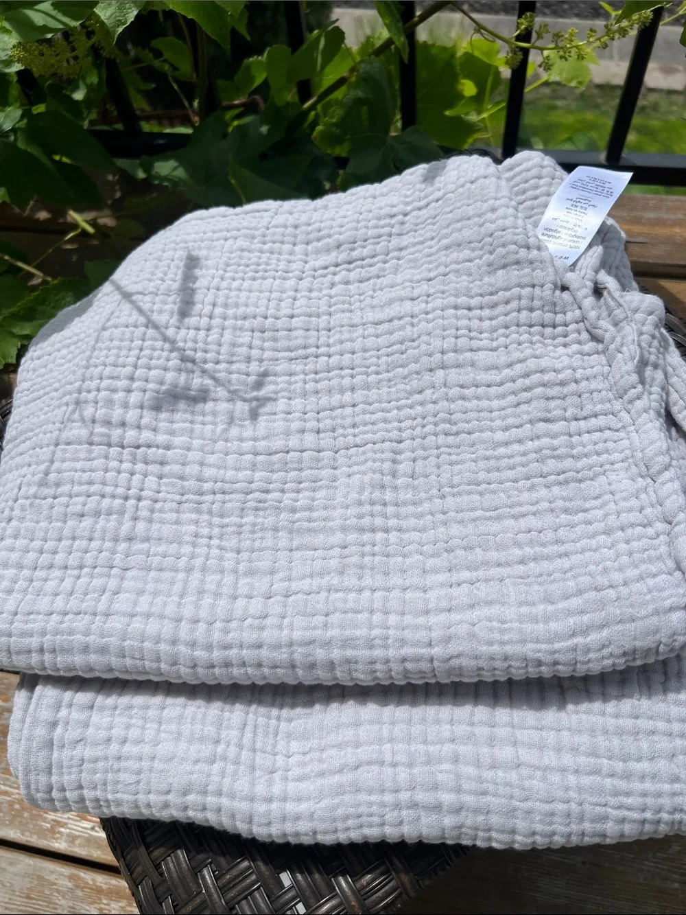 West Elm Light Gray Cotton Organic Muslin Throw Blanket